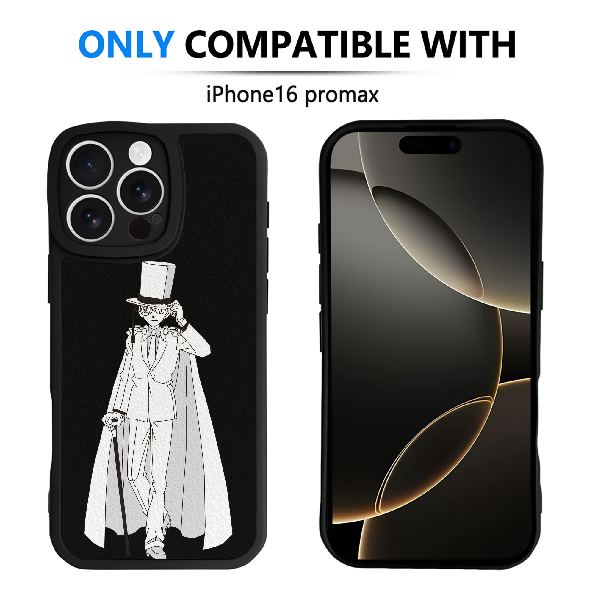 （画像用） 名探偵コナン くろば かいと Detective Conan Kuroba Kaito 【iPhone 16シリーズ対応】シリコンスマホケース（レザー調） 材質：シリコン